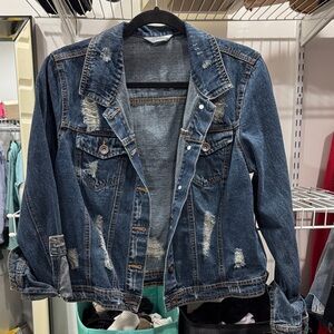 Highway Jeans Dark Blue Distressed Jean Jacket